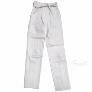 Vintage White Leather Pants High Waist Natural Waist Clean Size M Trousers 90s